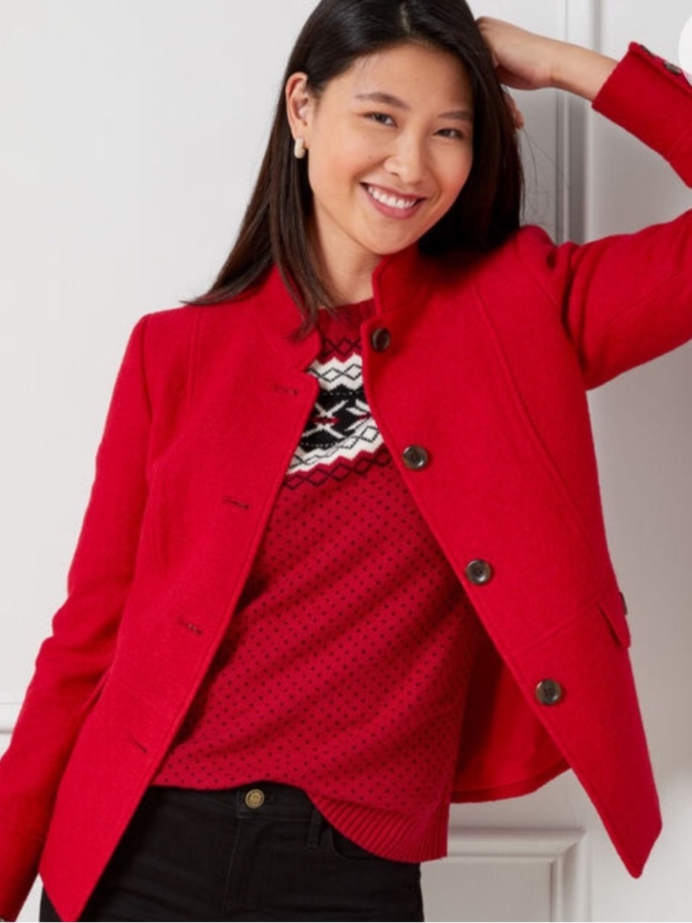 Talbots Wool Red Tailored Button Front Blazer Size 10P